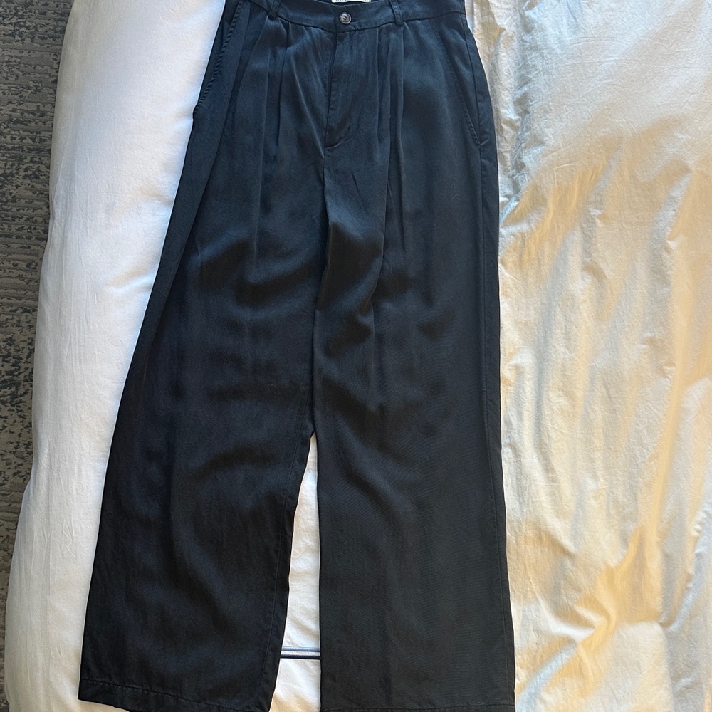 Reformation Black Wide-Leg Trousers